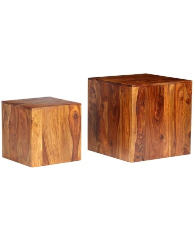 Ensemble de table basse 2 pcs Bois massif de Sesham 40x40x40 cm