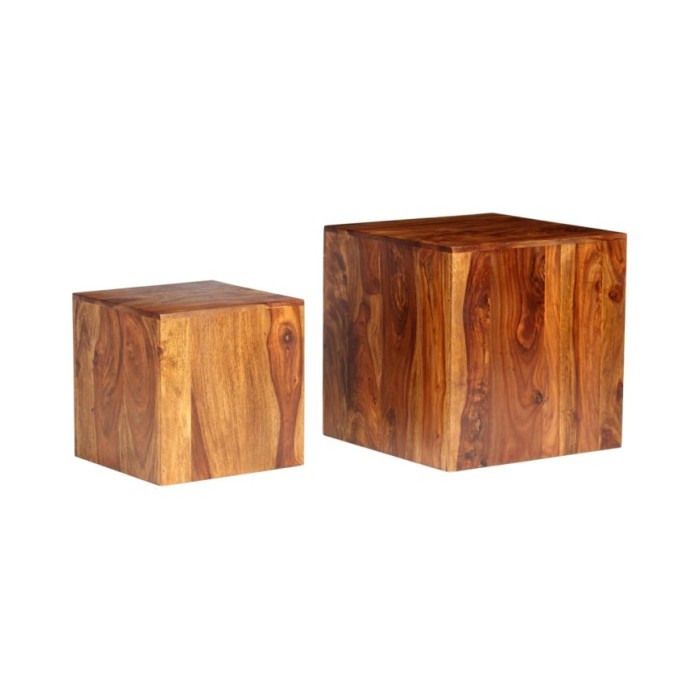 Ensemble de table basse 2 pcs Bois massif de Sesham 40x40x40 cm