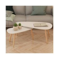 Ensemble de tables basses 2 pcs Bois de pin massif Blanc