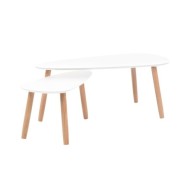 Ensemble de tables basses 2 pcs Bois de pin massif Blanc