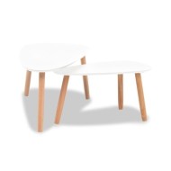 Ensemble de tables basses 2 pcs Bois de pin massif Blanc
