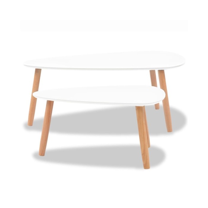 Ensemble de tables basses 2 pcs Bois de pin massif Blanc