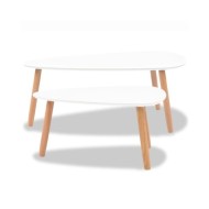 Ensemble de tables basses 2 pcs Bois de pin massif Blanc