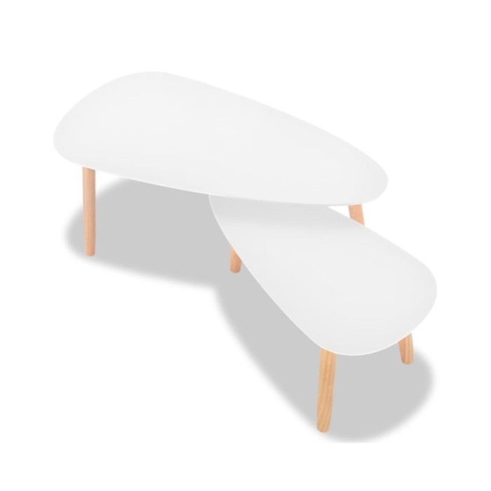 Ensemble de tables basses 2 pcs Bois de pin massif Blanc