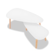Ensemble de tables basses 2 pcs Bois de pin massif Blanc