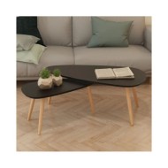 Ensemble de tables basses 2 pcs Bois de pin massif Noir