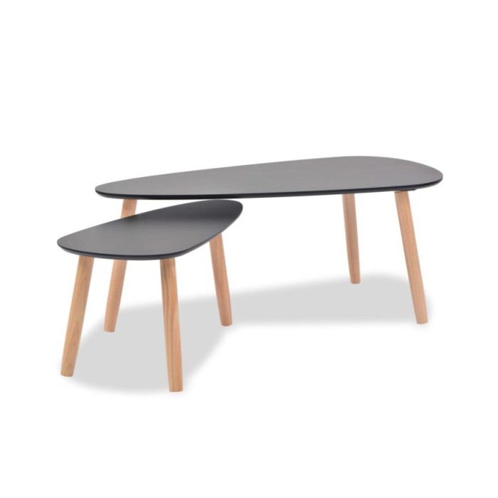 Ensemble de tables basses 2 pcs Bois de pin massif Noir
