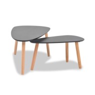 Ensemble de tables basses 2 pcs Bois de pin massif Noir