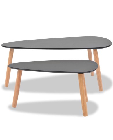 Ensemble de tables basses 2 pcs Bois de pin massif Noir