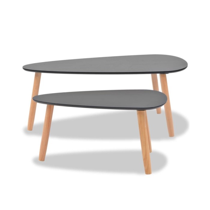 Ensemble de tables basses 2 pcs Bois de pin massif Noir