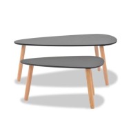 Ensemble de tables basses 2 pcs Bois de pin massif Noir