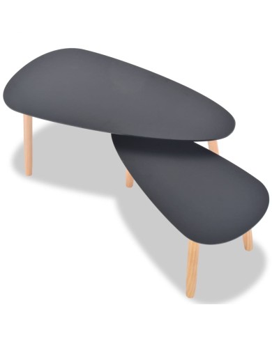 Ensemble de tables basses 2 pcs Bois de pin massif Noir