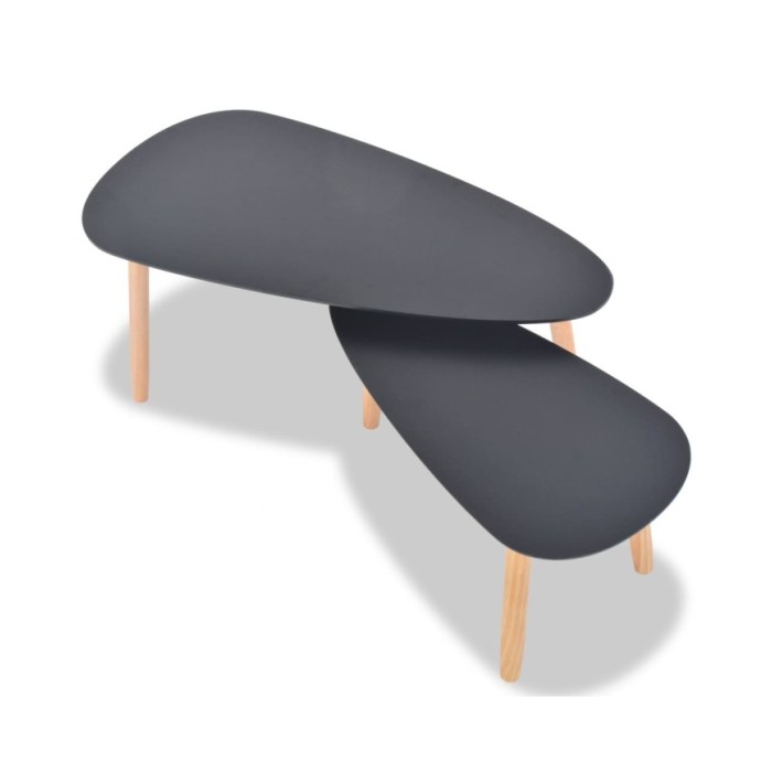 Ensemble de tables basses 2 pcs Bois de pin massif Noir