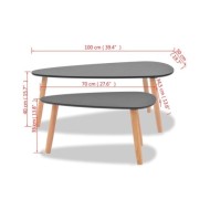 Ensemble de tables basses 2 pcs Bois de pin massif Noir