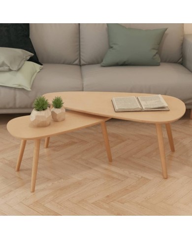 Ensemble de tables basses 2 pcs Bois de pin massif Marron