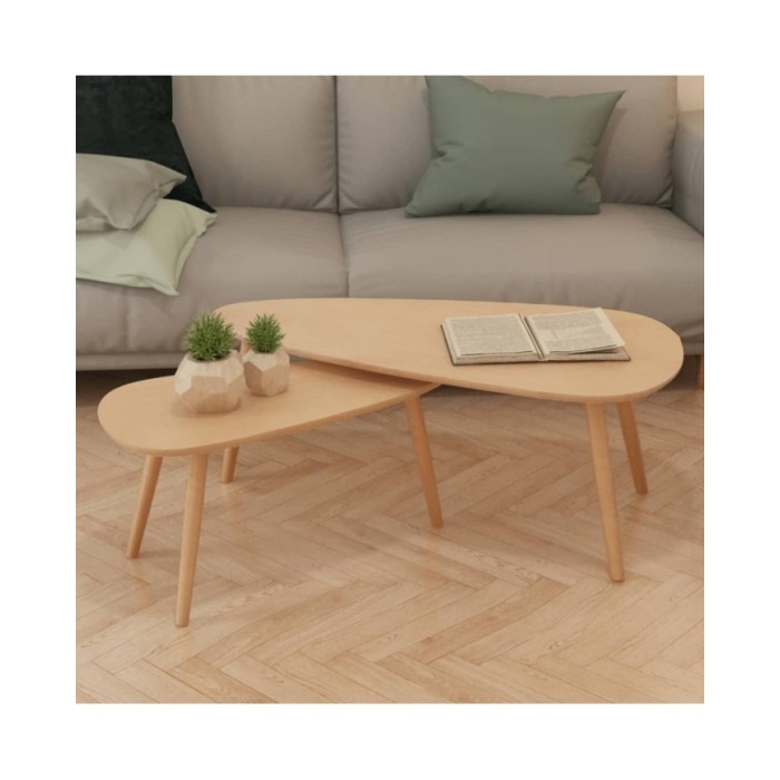 Ensemble de tables basses 2 pcs Bois de pin massif Marron