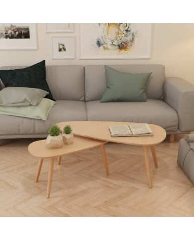 Ensemble de tables basses 2 pcs Bois de pin massif Marron