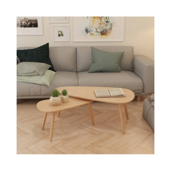 Ensemble de tables basses 2 pcs Bois de pin massif Marron