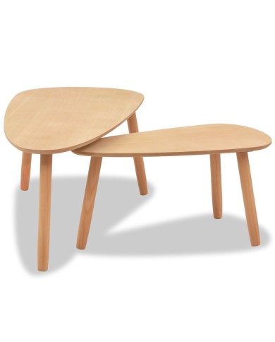 Ensemble de tables basses 2 pcs Bois de pin massif Marron