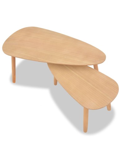 Ensemble de tables basses 2 pcs Bois de pin massif Marron