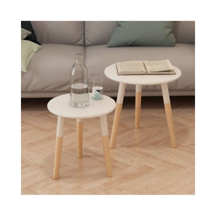 Ensemble de tables d'appoint 2 pcs Bois de pin massif Blanc 