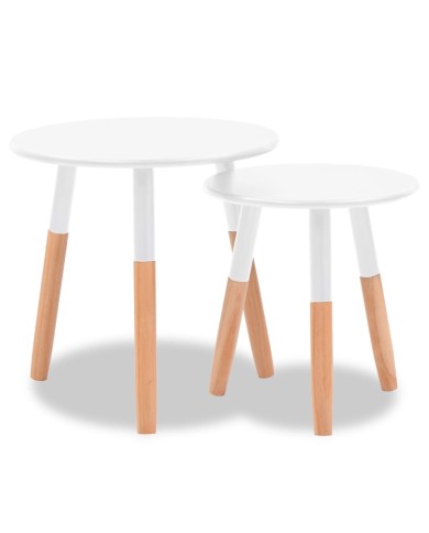 Ensemble de tables d'appoint 2 pcs Bois de pin massif Blanc 