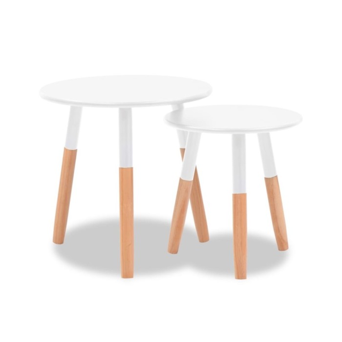 Ensemble de tables d'appoint 2 pcs Bois de pin massif Blanc 