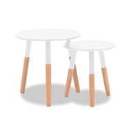 Ensemble de tables d'appoint 2 pcs Bois de pin massif Blanc 