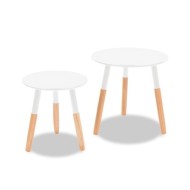 Ensemble de tables d'appoint 2 pcs Bois de pin massif Blanc 