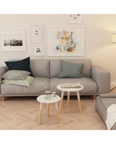 Ensemble de tables d'appoint 2 pcs Bois de pin massif Blanc 