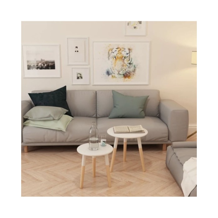 Ensemble de tables d'appoint 2 pcs Bois de pin massif Blanc 