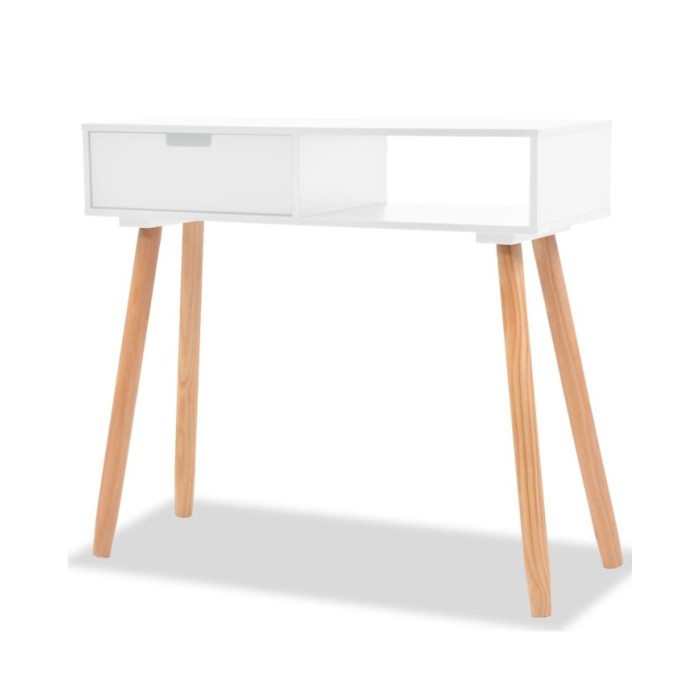 Table console Bois de pin massif 80 x 30 x 72 cm Blanc