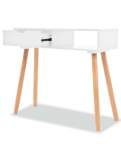 Table console Bois de pin massif 80 x 30 x 72 cm Blanc