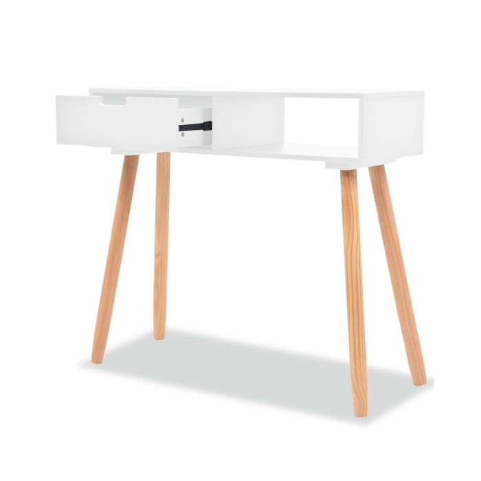 Table console Bois de pin massif 80 x 30 x 72 cm Blanc