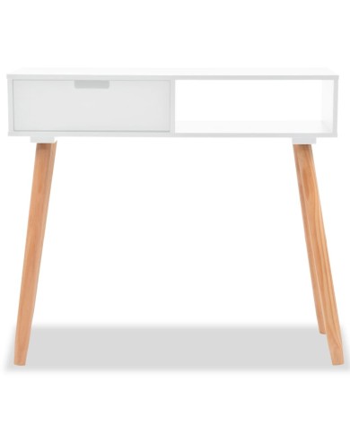 Table console Bois de pin massif 80 x 30 x 72 cm Blanc
