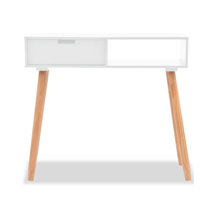 Table console Bois de pin massif 80 x 30 x 72 cm Blanc
