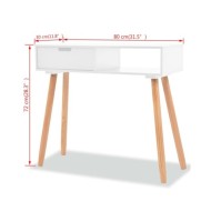 Table console Bois de pin massif 80 x 30 x 72 cm Blanc