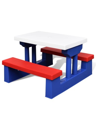 Table et bancs de pique-nique avec parasol pour enfants