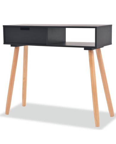 Table console Bois de pin massif 80 x 30 x 72 cm Noir
