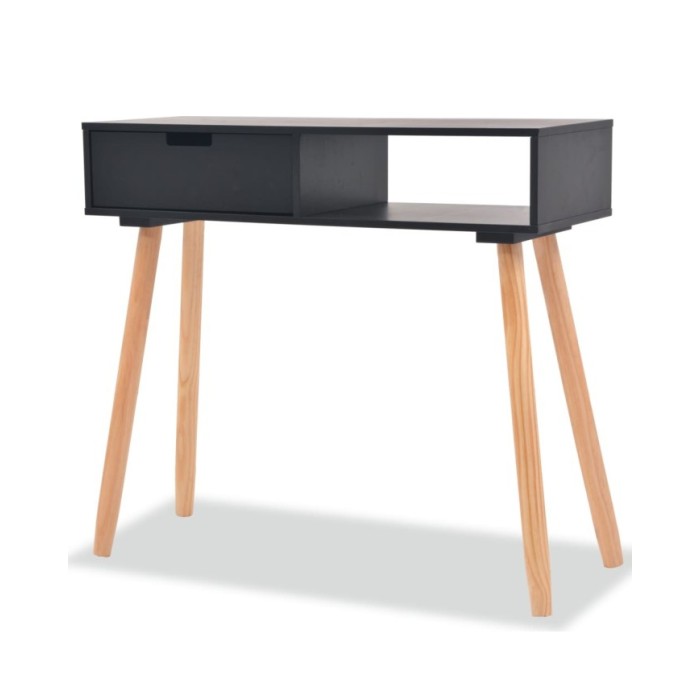 Table console Bois de pin massif 80 x 30 x 72 cm Noir