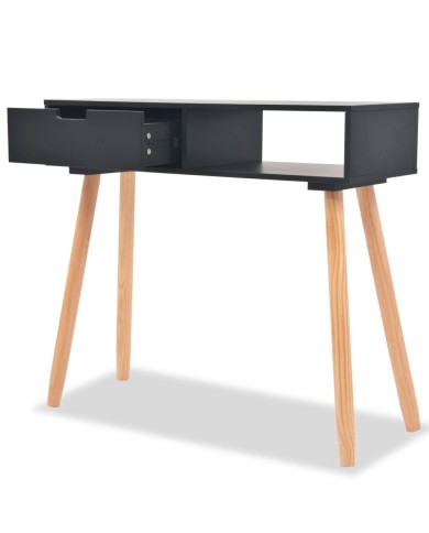 Table console Bois de pin massif 80 x 30 x 72 cm Noir