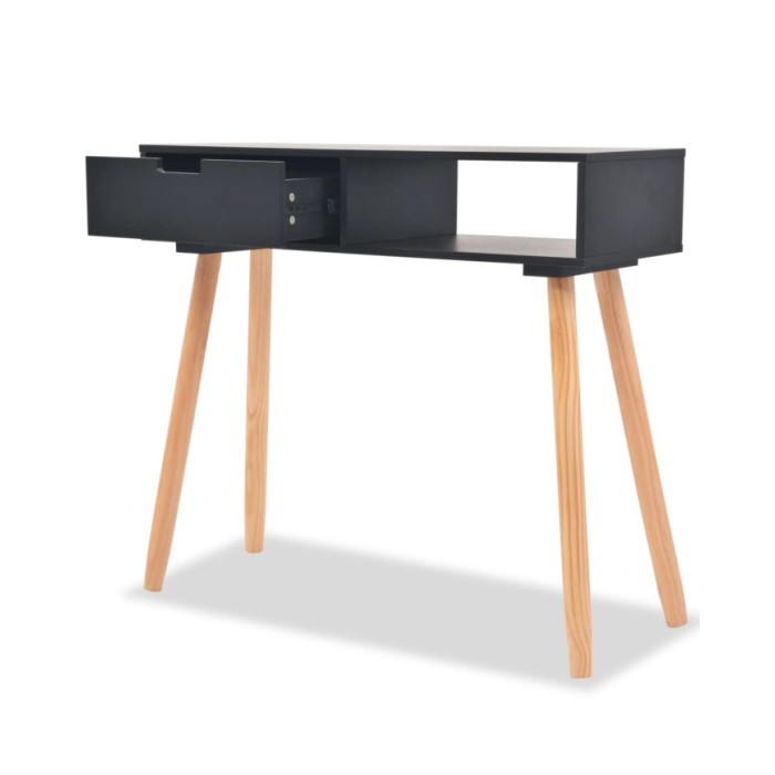 Table console Bois de pin massif 80 x 30 x 72 cm Noir