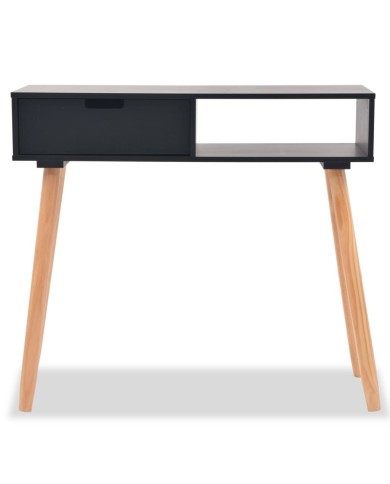 Table console Bois de pin massif 80 x 30 x 72 cm Noir