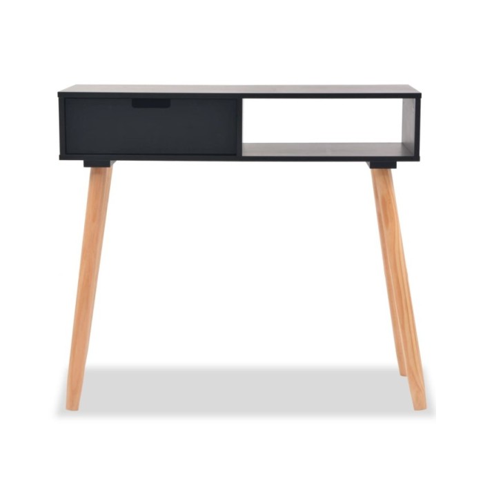 Table console Bois de pin massif 80 x 30 x 72 cm Noir