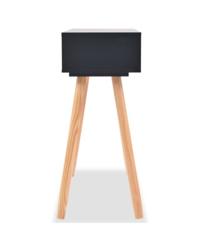 Table console Bois de pin massif 80 x 30 x 72 cm Noir
