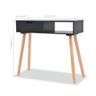 Table console Bois de pin massif 80 x 30 x 72 cm Noir