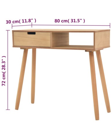 Table console Bois de pin massif 80 x 30 x 72 cm Marron