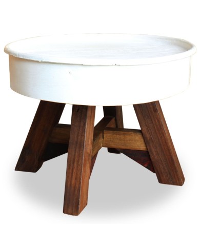 Table basse Bois de récupération massif 60 x 45 cm Blanc 