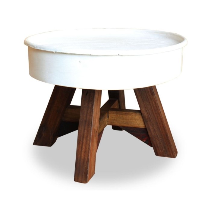 Table basse Bois de récupération massif 60 x 45 cm Blanc 