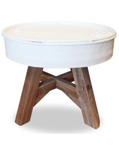 Table basse Bois de récupération massif 60 x 45 cm Blanc 